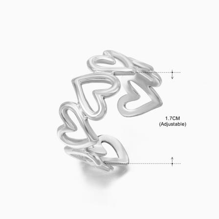 Fingerring omlottring grundläggande silver hjärtformad kärlek