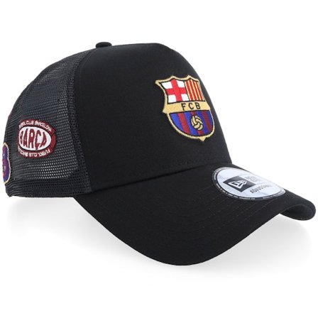 New Era - Football Svart trucker Caps - Barcelona Patch Black A-Frame Trucker @ Hatstore