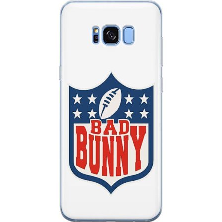 Kompatibelt Mobildeksel til Samsung Galaxy S8 Bad Bunny rød grafisk plakat med portrett og typografi i latinamerikansk popdesign