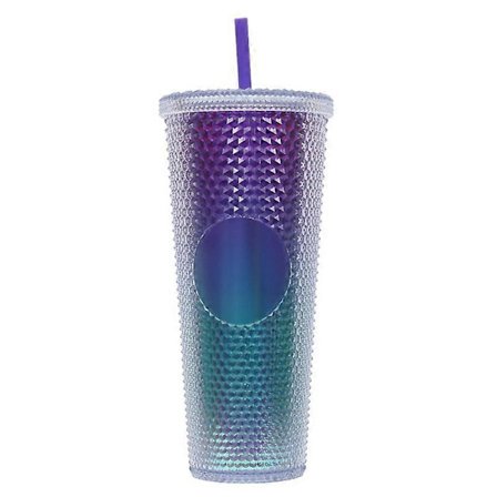 710 ml Bærbar Studded Tumbler med Låg og Sugerør Iskaffe Kopper Dobbeltvægget Glat Kop ZIH