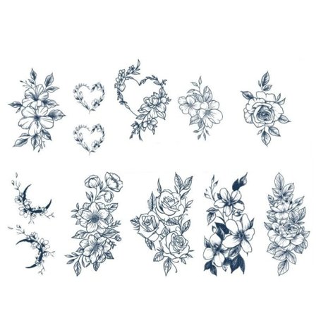 Juice Sticker Blomster Tattoo Semi-permanent Blomster Arm Vandtæt Holdbar Kvindelig Tatovering Sticker