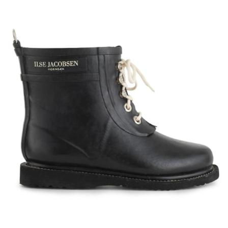 Ilse Jacobsen Women's Short Laced Rubberboot Women wellington boots Black 37