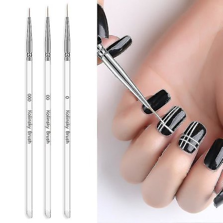 3 st Nail Art UV Gel Liner Pensel Blommålning Akryl Penna Manikyr Verktyg