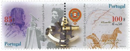 Portugal - 125 året for Lissabons geografiske selskab - Postfrisk sæt 2v