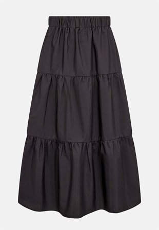 Soyaconcept - Ensfarvet, tætvævet volantnederdel i sort til damer i størrelse S (38) - Cellbes