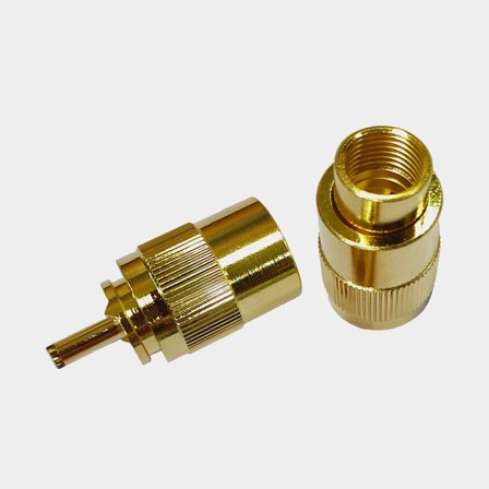 Conector VHF PL259 1852-Marine, para cable Ø10 mm, para soldadura, chapado en oro, paquete de 2