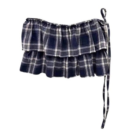 Dam Lager-på-lager Omlottkjol Höftscarf Rutig Rutmönstrad Volangkjol Höfttäckande Knytskärp A-linje Mini Förklädeskjol[D]