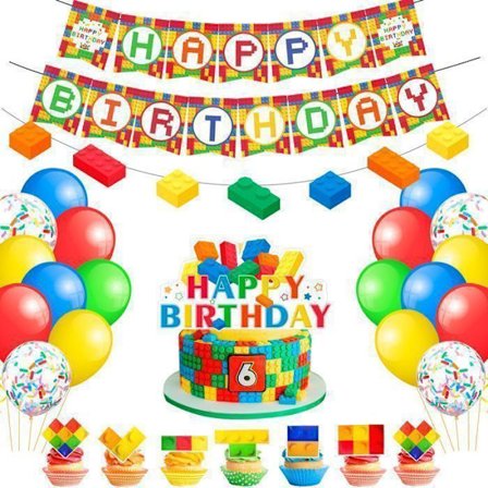 Dekoration för Lego Födelsedagsfest, Lego Födelsedagsballonger Uppsättning av ballonger