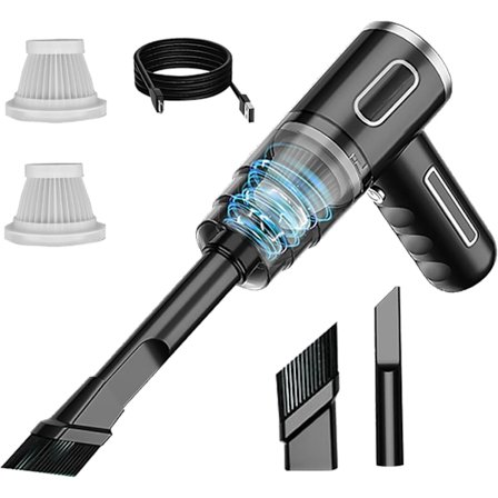 29000PA Bærbar Bilstøvsuger Bærbar Trådløs Støvsuger Håndholdt Støvsuger til Bil Husholdning Sort Sort 2 Filtre