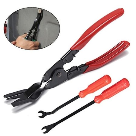 Sæt med afmonteringstænger til fjernelse af nitter og fastgørelsesclips, rød, tre dele, Jiujiuso