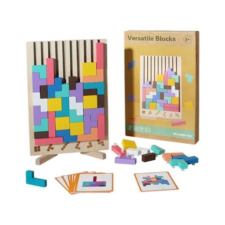 3D Tetris byggeklodser, pædagogisk puslespil, matchende kort, stabelspil til børn