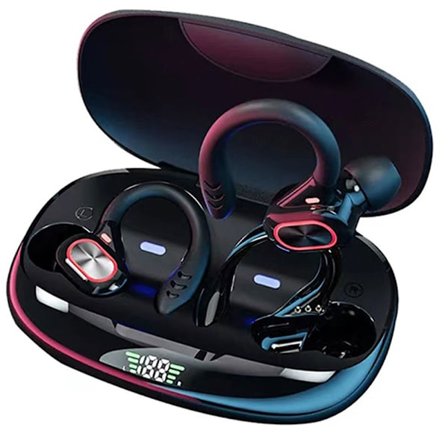 Bluetooth Hörlurar In-Ear, Trådlösa Hörlurar Bluetooth 5, LED-Display, Bekväm Passform, Djup Bas, Bluetooth Hörlurar Sport