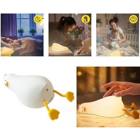 Baby nattlampe, oppladbar silikon nattlampe for barn, berørings nattbordslampe, nattlampe for å lære å lese, justerbart sovelys