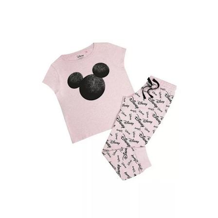 Disney Dam/Kvinnor Mickey Mouse Silhuett Pyjamas Set S Ljus Light Pink/Black S
