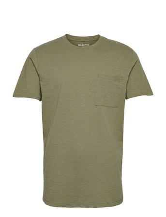 Slhrockford Ss O-Neck Tee M T-shirts Short-sleeved Grønn Selected Homme