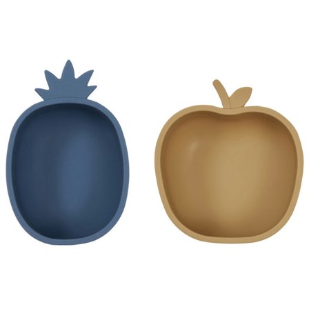 OYOY Mini Yummy skålsett, pineapple & apple' - 'Blå og gull