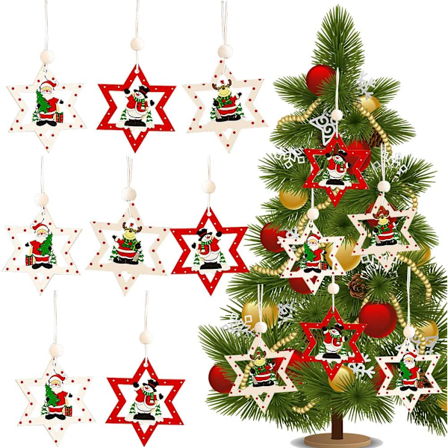 Julgranshängen i trä 18 st julgransprydnader i trä