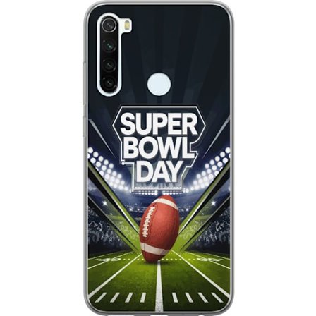 Yhteensopiva Puhelinkuori Xiaomi Redmi Note 8 Super Bowl Day juliste, jossa amerikkalainen jalkapallo valaistuksella varustetulla areenalla dramaattis