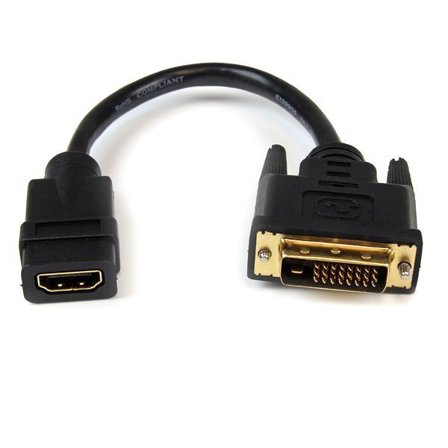 StarTech 8in HDMI to DVI-D Video Cable Adapter - HDMI Female to DVI Male - HDMI to DVI Dongle Adapter Cable (HDDVIFM8IN) - video adapter - HDMI / DVI