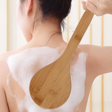 Kropsbørste til bad, langskaftet rygbørste til bad, massageapparat, badeskrubber, eksfolierende børste til mænd og kvinder