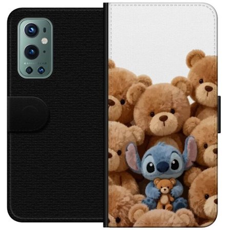 Kompatibel Tegnebogsetui til OnePlus OnePlus 9 Pro Sød og sikker illustration med Stitch omgivet af bamser, der skaber en varm og legende følelse fo