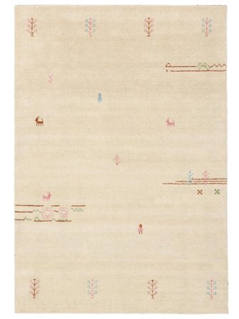 Wool Rug Gabbeh Landscape Light Beige Oeko-Tex