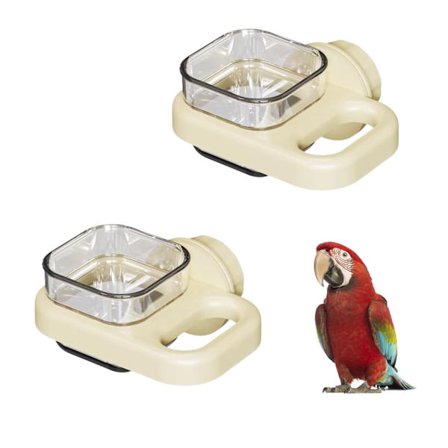2-pakning Fuglemater og vannskåler, plastkopper med sikre klips for conures, undulater og parakitter, essensielt bur tilbehør f