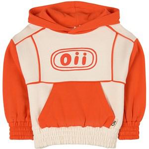 Oii Hoodie Blocked Oii Tofu/Orange Red GOTS 134/140 cm - Jumpers and knitwear - 134/140 cm - Cream - Junge