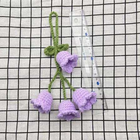 1 St Handgjorda Blomma Stickad Nyckelring Kvinnor Virkad Blomma Purple long