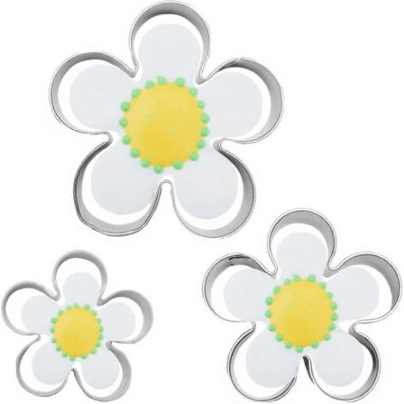 Blomsterformede kageudstikkere, 3 stk., rustfrit stål rosenblade fondant