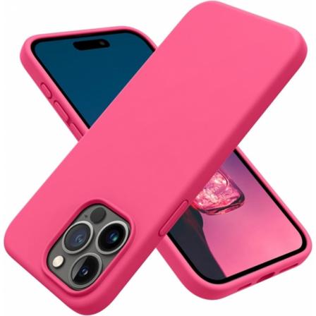 Silikonikotelo iPhone 15 Prolle, Vadelmanpunainen Rosa