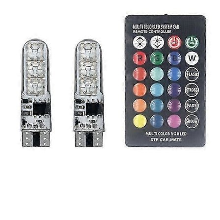 T10 W5W RGB LED Canbus 194 168 W5W 5050SMD Kupollampa Läs Lampa bil ljus Auto Lampa RGB LED Lampa Med Fjärrkontroll 12V