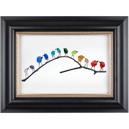 Havglass Regnbue Fugl, Havglass Kunst, Havglass og Drivved Bilde, Regnbue Fugl Veggdekor - Perfekt