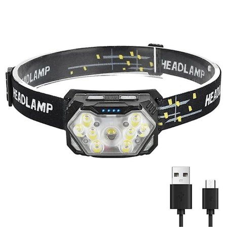 USB Genopladelig Bevægelsessensor Pandelampe 9 LED Stærkt Lys Hovedlampe Bærbar Fiskeri Camping Udendørs Hovedlampe Arbejdslommelygte