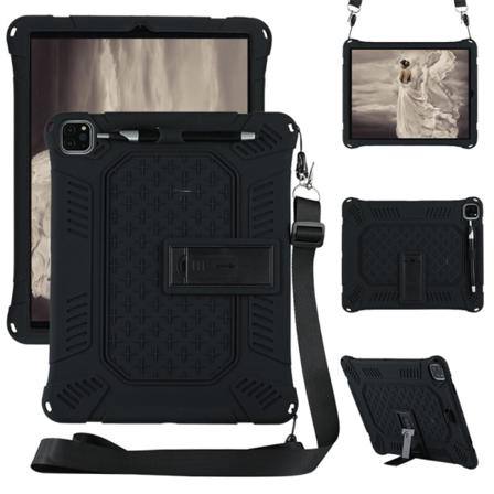 Ipad Pro 12.9 (2018/2020/2021) - Hybrid Skal Kickstand Och Rem - Svart