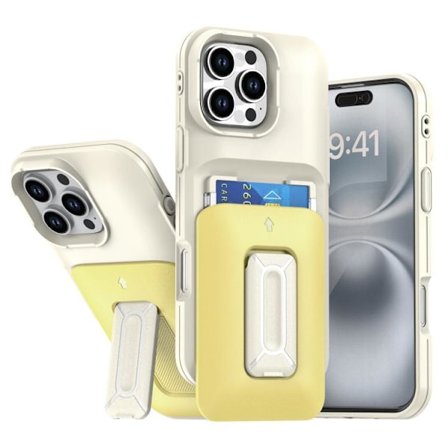 iPhone 16 Pro Max Skal med Sliding Card Holder och Kickstand