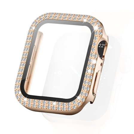Apple Watch 40mm rhinestone decor cover + hærdet glas - Rødguld