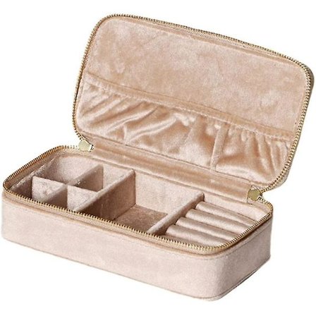 Smykkeskrin Organizer Dobbelt Lynlås Display Holder Æsker Aftagelig Opdeling Samleboks Bærbar Til Armbånd Rejse Ringe Ørestikker Piger Grøn