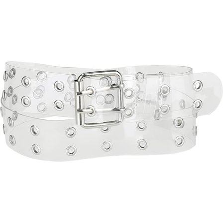 Gjennomsiktige damebelter for shorts med maljer, transparent beltespenne