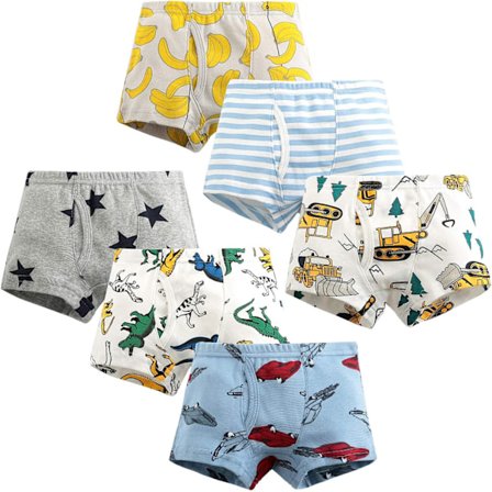 Adorel Gutter Bokser-Truser Undertøy Bomull 6-Pakning Fargede Bil & Gravemaskin‘-P1783-