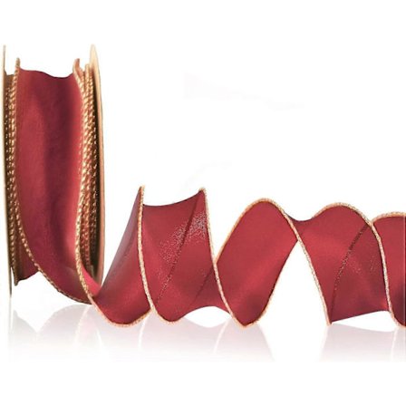 Ornales Gjennomsiktig Organza Bånd med Ståltråd. Chiffonbånd med Gullkant for Gaveinnpakning. DIY Håndverk Bukett Garland Baking