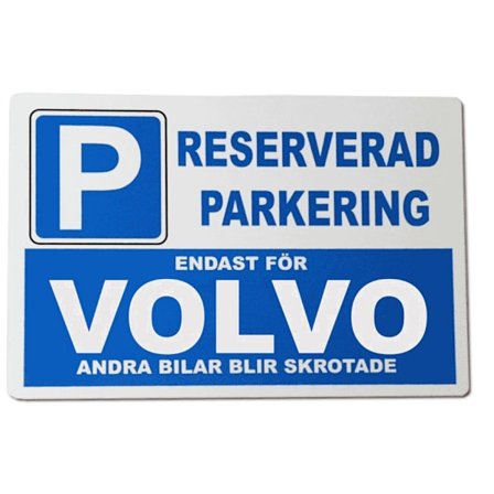 "Metallskylt med 'Volvo' design - 30x20 cm skylt"