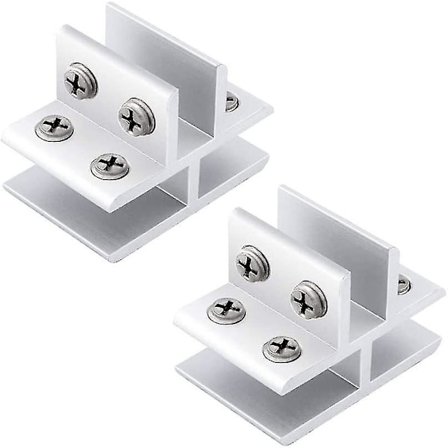 2 Pak Justerbare Glasklemmer T-Form 3 Sider Aluminium Legering Til 10-12mm Tykkelse 180 Grader