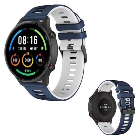 22 mm universellt dubbelfärgat klockarmband - Midnattsblå / Vit