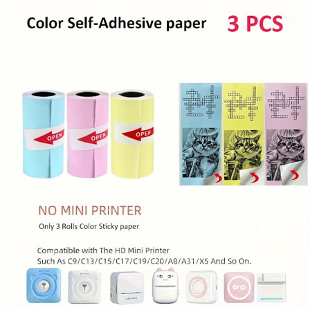 Mini Skrivare Färg Klistermärke Termiskt Papper Etikett Papper Klistermärke Fotopapper För PeriPage PAPERANG Poooli 57mm bredd Fotoskrivare