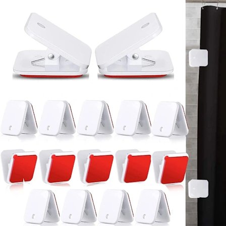 16 stk Dusjforhengsklemmer Dusjforheng Vektklemmer HVIT hvit