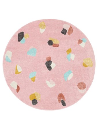 Lavable Tappeto Bambini Per Interni/Esterni Geometrico Candy Rosa/Multicolore Rotondo Piccolo Oeko-Tex