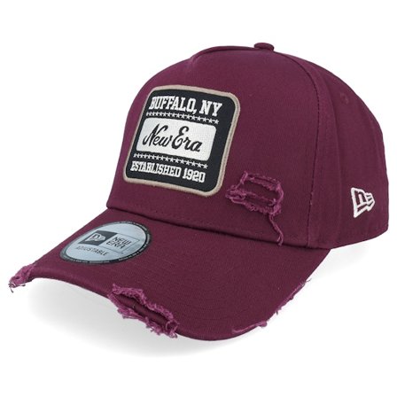 New Era - Red adjustable Czapka Z Daszkiem - Patch Wash Burgundy A-Frame Adjustable @ Hatstore