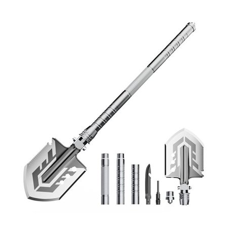 Wozinsky WSS-211 bushcraft-lapio, monitoiminen veitsi, katkaisija, pilli, harppuuna - harmaa