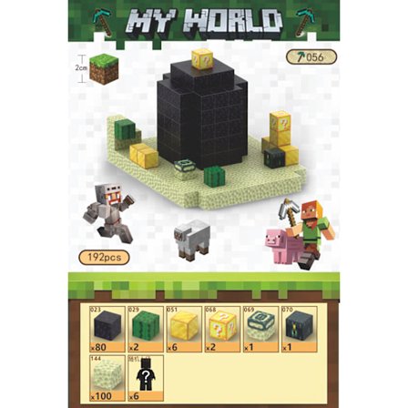 Minecraft byggklossar, inklusive 192 st sexsidiga magnetiska leksaker med 6 figurer, Obsidianpelare-FF-